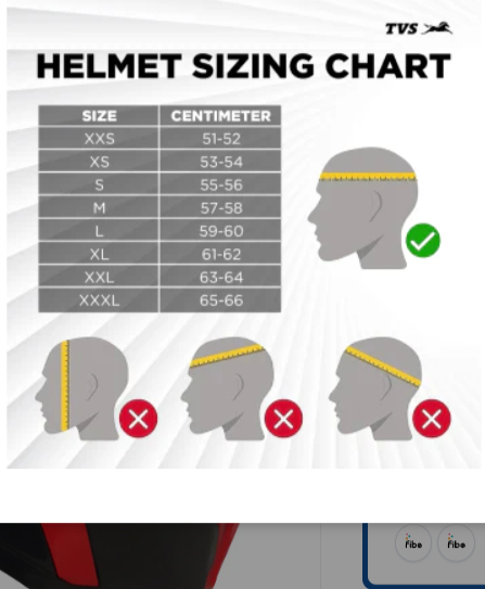 TVS Helemet sizing chart